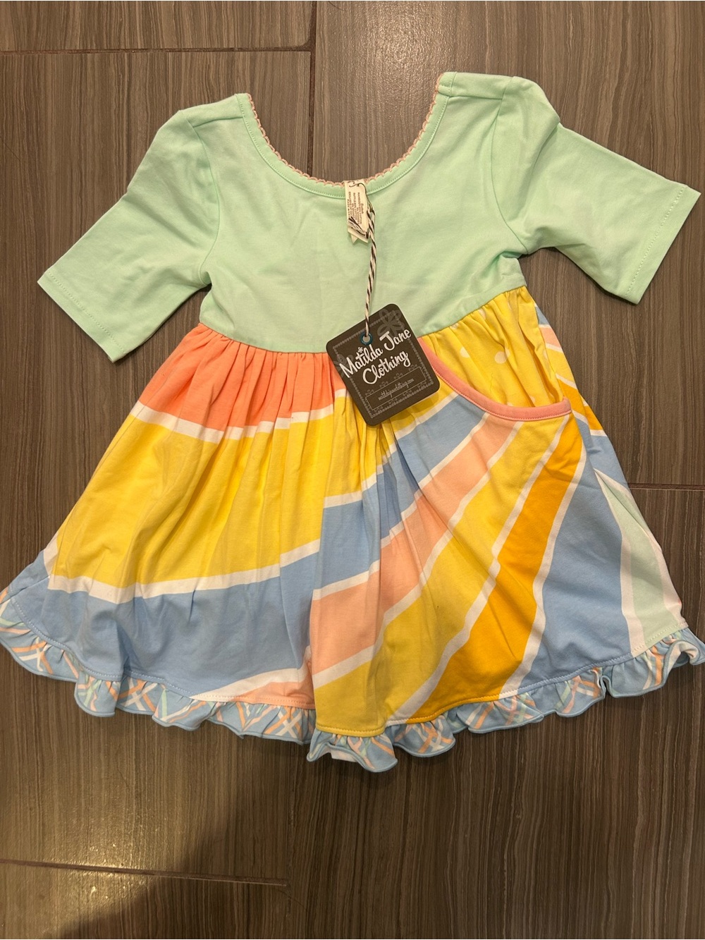 Matilda Jane Mint Bodice Pastel Rainbow Panel Twirl Dress
